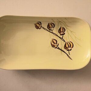 Red Wing Pottery Lantern Flower Vintage Skinny Serving Plate Party Veggie Tray